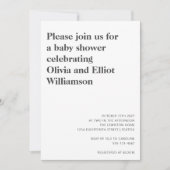 ミニマルモダン白黒シンプルベビーシャワー 招待状 (正面)