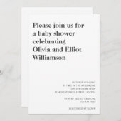 ミニマルモダン白黒シンプルベビーシャワー 招待状 (正面/裏面)