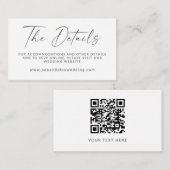 ミニマルモダン白黒ス結婚クリプトのQRコード エンクロージャーカード (正面/裏面)