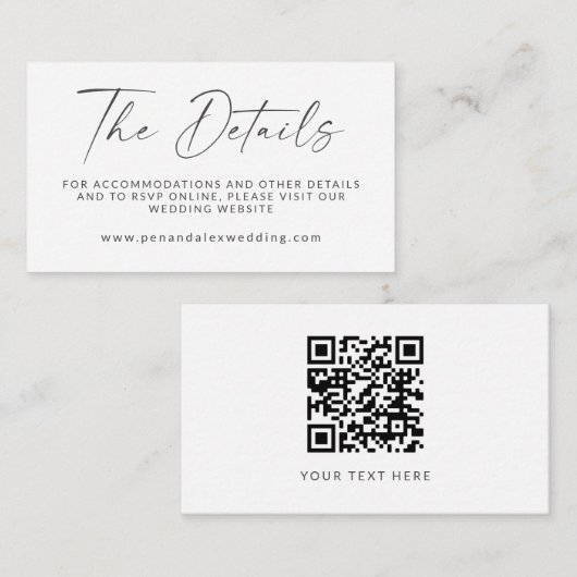 ミニマルモダン白黒ス結婚クリプトのQRコード エンクロージャーカード (正面/裏面)