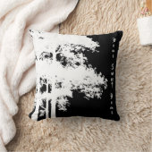 ミニマルモダン白黒ツリーシルエット クッション (ブランケット)