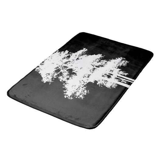 ミニマルモダン白黒ツリーシルエット バスマット (アングル)