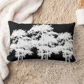 ミニマルモダン白黒ツリーシルエット ランバークッション (ブランケット)
