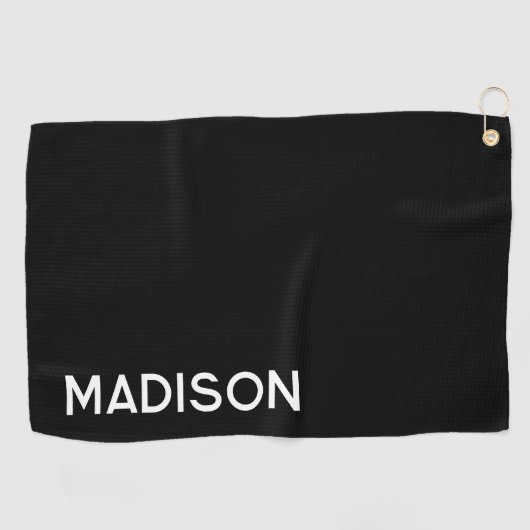 ミニマルモダン白黒パーソナライズされた女子 ゴルフタオル (横)