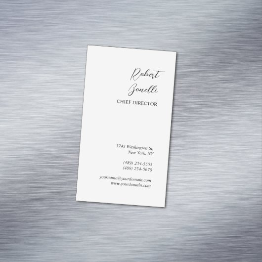 ミニマルモダン白黒パーソナライズされた マグネット名刺 (インサイチュ)