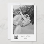 ミニマルモダン白黒フォトQR結婚の 招待状 (裏面)