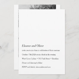 ミニマルモダン白黒フォトQR結婚の 招待状