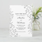 ミニマルモダン白黒フローラ結婚の 招待状 (スタンド正面)