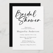 ミニマルモダン白黒ブライダルシャワー 招待状 (正面/裏面)