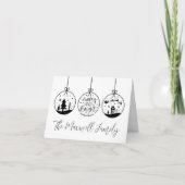 ミニマルモダン白黒メリークリスマス シーズンカード (正面)