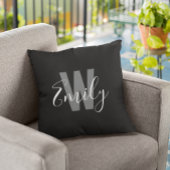 ミニマルモダン白黒モノグラム クッション