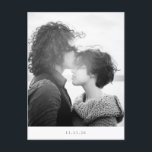 ミニマルモダン白黒写真日付の保存 ポストカード<br><div class="desc">ミニマルモダンリスト白黒タイポグラフィ写真結婚式の日付はがきを保存</div>