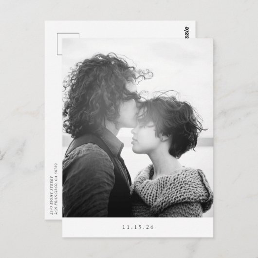 ミニマルモダン白黒写真日付の保存 ポストカード (正面/裏面)