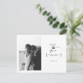 ミニマルモダン白黒写真日付の保存 ポストカード (スタンド正面)