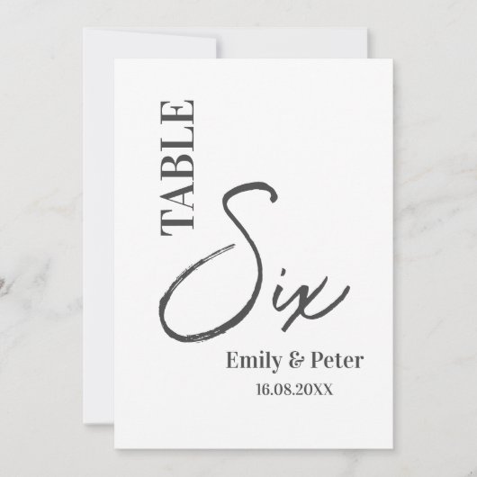 ミニマルモダン白黒結婚のテーブル番号 サンキューカード (正面)
