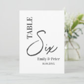 ミニマルモダン白黒結婚のテーブル番号 サンキューカード (スタンド正面)