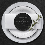 ミニマルモダン白黒結婚ズ ラウンドペーパーコースター<br><div class="desc">ミニマエレガントリスト結婚のコースターはラウンドコースターにシンプルデザインモダンを搭載している。特別な日付、名、開催地結婚名を追加。</div>