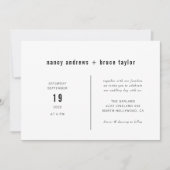 ミニマルモダン白黒結婚タイポグラフィ 招待状 (正面)