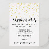 ミニマルモダン紙吹雪クリスマスパーティー金ゴールド 箔招待状 (正面)