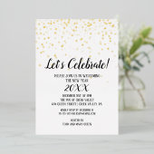 ミニマルモダン紙吹雪新年金ゴールド 箔招待状 (立ち正面)