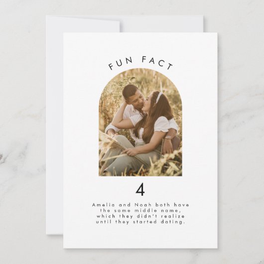 ミニマルモダン結婚おもしろいファクトの写真表の番号 招待状 (正面)