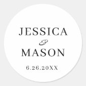 ミニマルモダン結婚のシール貼り ラウンドシール (正面)