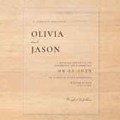 ミニマルモダン結婚の アクリル招待状 (正面)