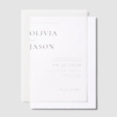 ミニマルモダン結婚の ベラム紙招待状 (オフセット)