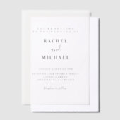 ミニマルモダン結婚や ベラム紙招待状 (オフセット)