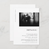 ミニマルモダン結婚タイポグラフィ写真の詳細 エンクロージャーカード (正面/裏面)