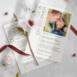 ミニマルモダン結婚リストのオールインワン写真 招待状