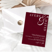 ミニマルモダン結婚リストの赤写真 招待状