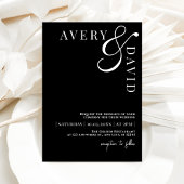ミニマルモダン結婚リストの黒写真 招待状