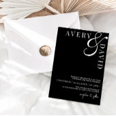 ミニマルモダン結婚リストの黒写真 招待状