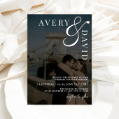 ミニマルモダン結婚リストの黒写真 招待状