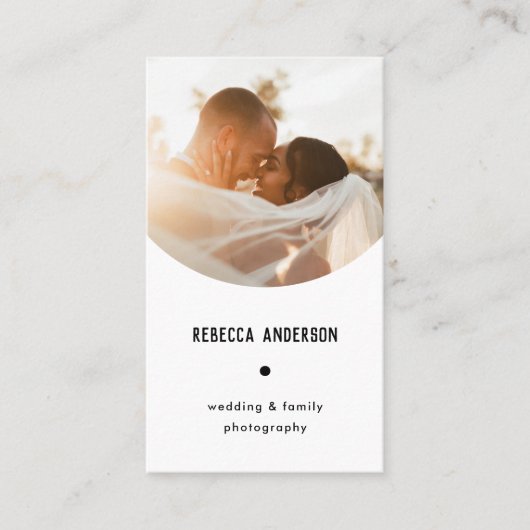 ミニマルモダン結婚写真家ラウンド写真 名刺 (正面)