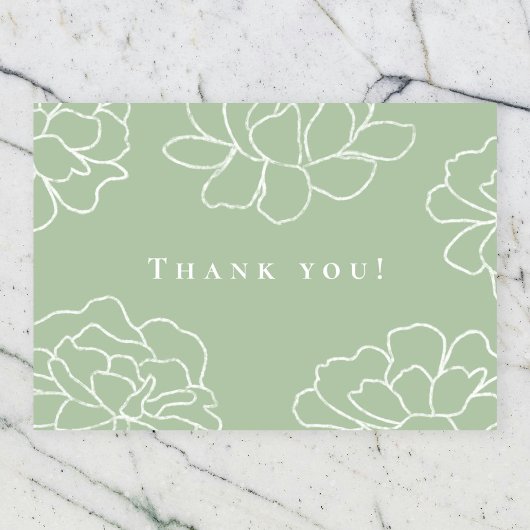 ミニマルモダン結婚植物学サンキューカード 招待状