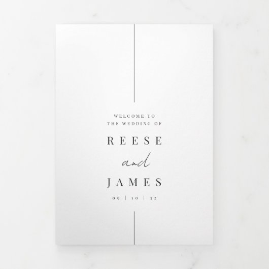 ミニマルモダン結婚歓迎レターと旅程 三つ折りプログラム (カバー)