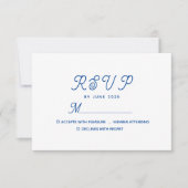 ミニマルモダン結婚青 出欠カード (正面)