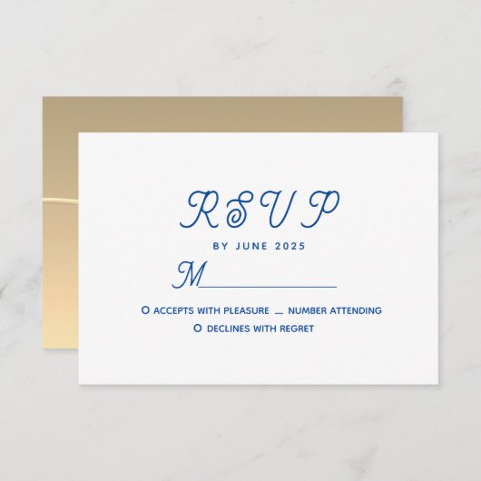 ミニマルモダン結婚青 出欠カード (正面/裏面)