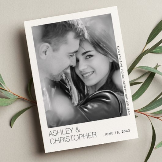 ミニマルモダン結婚BWフォト救・カードの最新BWフォト・カード セーブザデート