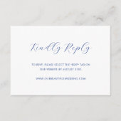 ミニマルモダン結婚Cobalt Blue 出欠カード (正面)