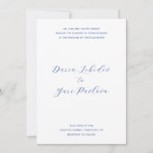 ミニマルモダン結婚Cobalt Blue 招待状 (正面)