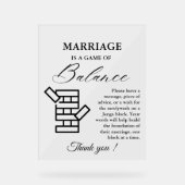 ミニマルモダン結婚Jenga Game Guestbook Sign アクリルサイン (正面)
