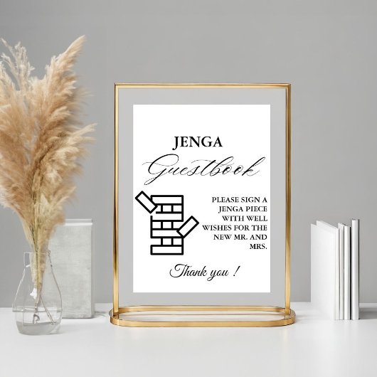 ミニマルモダン結婚Jenga Game Guestbook Sign ポスター