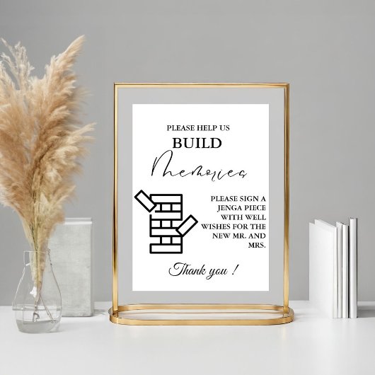 ミニマルモダン結婚Jenga Game Guestbook Sign ポスター