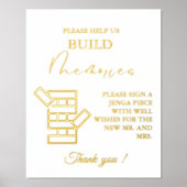 ミニマルモダン結婚Jenga Game Guestbook Sign 箔ポスター (正面)