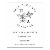 ミニマルモダン結婚Wilflowers Bunchイニシャル ラバースタンプ (インプリント)