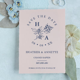 ミニマルモダン結婚Wilflowers Bunchイニシャル ラバースタンプ