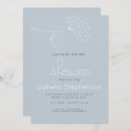 ミニマルモダン花ほこりっぽい青と白 招待状